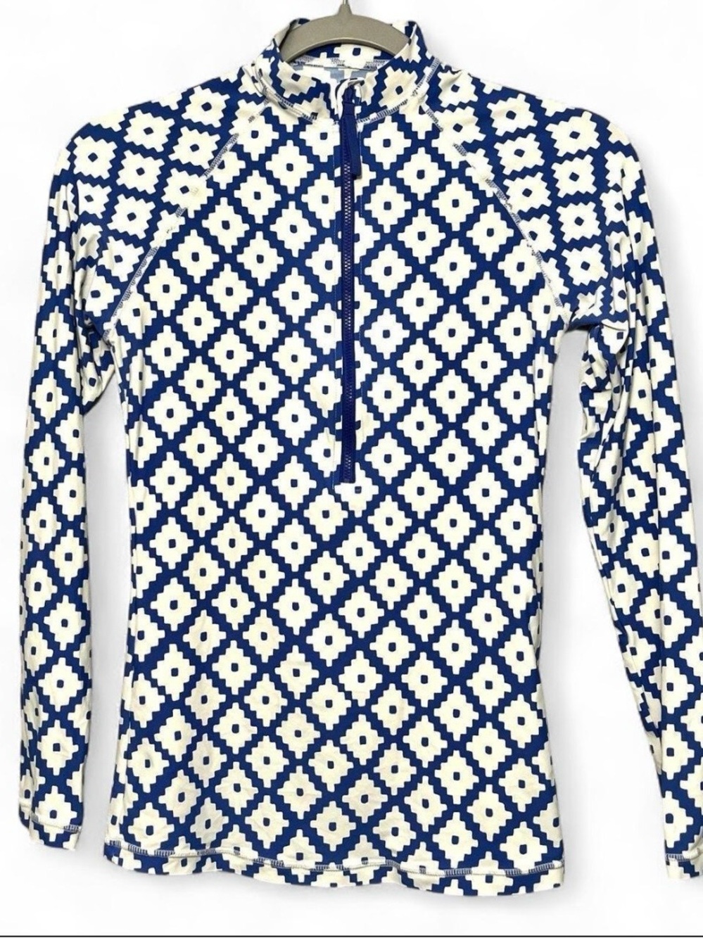 J Crew X SZ Blockprints Rash Guard Long Sleeve Swim Beach Top Women Medium